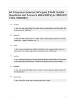 AP Computer Science Principles EXAM Quizlet Questions and Answers 2024/2025( A+ GRADED 100% VERIFIED).