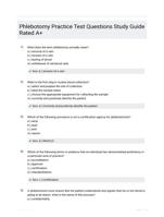 Phlebotomy Practice Test Questions Study Guide Rated A+