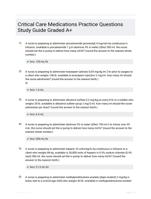 Critical Care Medications Practice Questions Study Guide Graded A+