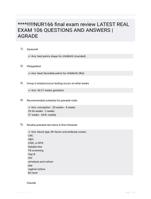 ****!!!!!NUR166 final exam review LATEST   REAL EXAM 106 QUESTIONS AND ANSWERS |AGRADE