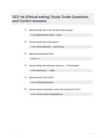 GED rla (Ethical eating) Study Guide Questions and Correct Answers