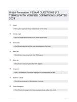 Unit 6 Formative 1  EXAM QUESTIONS (12 TERMS) WITH VERIFIED DEFINITIONS UPDATED 2024