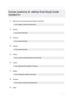 human anatomy dr. dalfrey final  Study Guide Graded A+