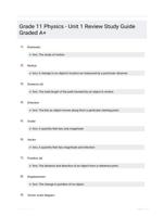 Grade 11 Physics - Unit 1 Review Study Guide Graded A+