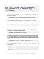 AHA PALS Final Exam Questions & Answers 2022/2023(MAY AUGUST SESSION) (Verified 100% Correct)