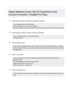 Sales Mastery Exam Set Of Questions And Correct Answers | Graded To Pass