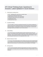 ATI Critical Thinking Exam: Questions & Answers: Latest Updated A+ Score Solution