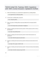 TAOCO Initial COL Training | 2023 | Questions with 100% Correct Answers | Updated & Verified