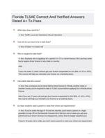 Florida TLSAE Correct And Verified Answers Rated A+ To Pass