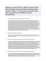 Midterm Exam: NR 565 / NR565 (Latest 2023/ 2024 Update) Advanced Pharmacology Exam Review | Weeks 1-4 Covered| Complete Guide with Questions and Verified Answers -Chamberlain