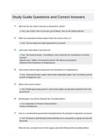 Study Guide Questions and Correct Answers