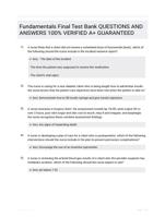 Fundamentals Final Test Bank 75 CORRECTLY ANSWERED QUESTIONS LATEST UPDATE