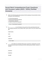 Social Work Comprehensive Exam Questions and Answers Latest (2023 / 2024) (Verified Answers)