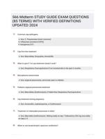 566 Midterm STUDY GUIDE EXAM QUESTIONS (85 TERMS) WITH VERIFIED DEFINITIONS UPDATED 2024