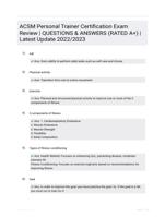 ACSM Personal Trainer Certification Exam Review | QUESTIONS & ANSWERS (RATED A+) | Latest Update 2022/2023