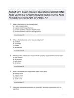 ACSM CPT Exam Review Questions QUESTIONS AND VERIFIED  ANSWERS(208 QUESTIONS AND ANSWERS) ALREADY GRADED A+