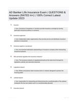 AD Banker Life Insurance Exam | QUESTIONS & Answers (RATED A+) | 100% Correct Latest Update 2023