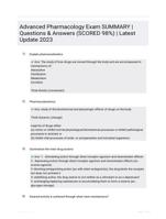 Advanced Pharmacology Exam SUMMARY | Questions & Answers (SCORED 98%) | Latest Update 2023