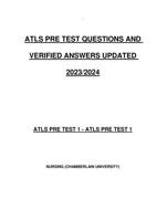 ATLS PRE TEST QUESTIONS AND VERIFIED ANSWERS UPDATED 2023/2024