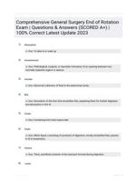 Comprehensive General Surgery End of Rotation Exam | Questions & Answers (SCORED A+) | 100% Correct Latest Update 2023