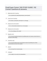 Final Exam Comm 100 STUDY GUIDE / 82 Correct Questions & answers