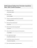 NYPD School Safety First Trimester Questions and Answers (2024/2025)(Verified Answers)