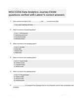 WGU D204 Data Analytics Journey EXAM  questions verified with Latest % correct answers