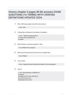 History chapter 5 pages 80-86 answers EXAM QUESTIONS (16 TERMS) WITH VERIFIED DEFINITIONS UPDATED 2024