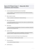 Nurs 615 Pharm Exam 1 - Maryville Q&A 2024