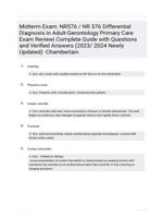 Midterm Exam: NR576 / NR 576 Differential Diagnosis in Adult-Gerontology Primary Care Exam Review| Complete Guide with Questions and Verified Answers (2023/ 2024 Newly Updated) -Chamberlain