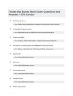 Florida Bail Bonds State Exam  Questions and Answers 100% Correct