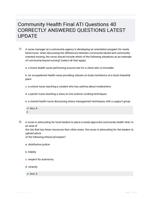 Community Health Final ATI Questions 40 CORRECTLY ANSWERED QUESTIONS LATEST UPDATE