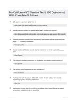 My California ICC Service Tech| 100 Questions | With Complete Solutions