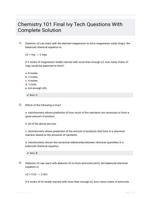 Chemistry 101 Final Ivy Tech Questions With Complete Solution