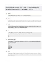 Vivint Smart Home Pro  Final Exam Questions WITH  100% CORRECT Answers 2023