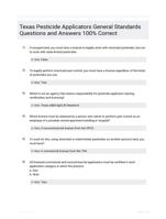 Texas Pesticide Applicators General Standards Questions and Answers 100% Correct