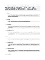 6th Module 6 - Statistics QUESTIONS AND ANSWERS 100% VERIFIED A+ GUARANTEED