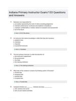 Indiana Primary Instructor Exam/133 Questions and Answers