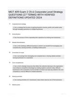 MGT 409 Exam 2 Ch.6 Corporate-Level Strategy QUESTIONS (27 TERMS) WITH VERIFIED DEFINITIONS UPDATED 2024