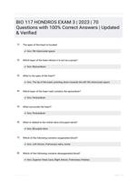 BIO 117 HONDROS EXAM 3 | 2023 | 70 Questions with 100% Correct Answers | Updated & Verified