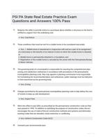 PSI PA State Real Estate Practice Exam Questions and Answers 100% Pass