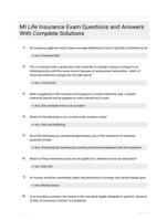 MI Life Insurance Exam Questions and Answers With Complete Solutions  