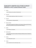 EXAM WITH VERIFIED SOLUTIONS ALREADY GRADED A+-NC Funeral Director Exam