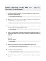 Final (Exam Study Guide (Latest 2024 / 2025 ))- Michigan life and health