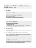 of Happiness NYU Final exam Questions and Answers(RATED A+)