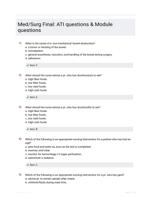 Med/Surg Final: ATI questions & Module questions 80 CORRECTLY ANSWERED QUESTIONS LATEST UPDATE