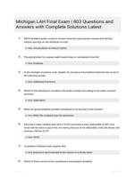 Michigan LAH Final Exam | 803 Questions and Answers with Complete Solutions  Latest 