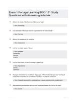 Exam 1 Portage Learning BIOD 151  Study Questions with Answers graded A+