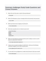 Summary challenges Study Guide Questions and Correct Answers