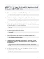 608 (TYPE II) Exam Review With Questions And Answers 2024/2025 Quiz